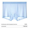 Men's ultra-thin ice silk boxer briefs in white, seamless breathable design for summer.