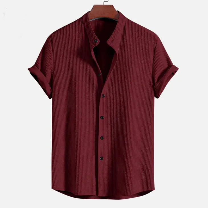 Men's loose fit short sleeve polyester summer shirt in multiple colour options