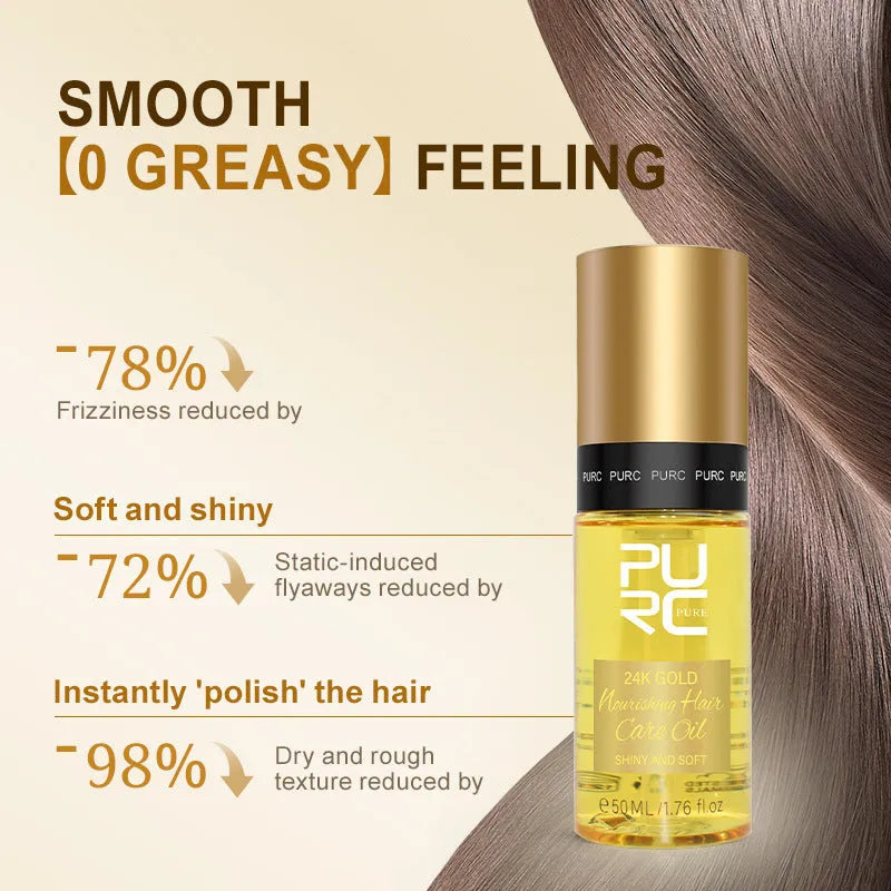 50ml yellow essential hair oil bottle for curly hair repair and scalp care