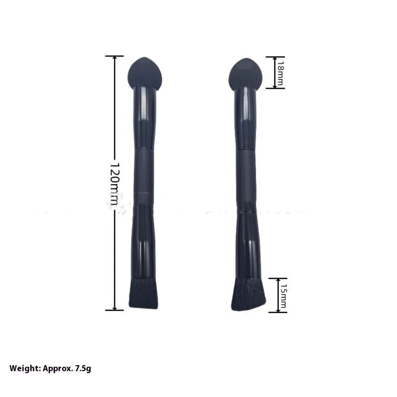 Black sponge stick concealer brush with wooden handle for dark circle makeup application