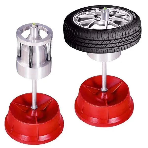 Portable hub balancer with aluminium head and bull's eye level on enamel finished base
