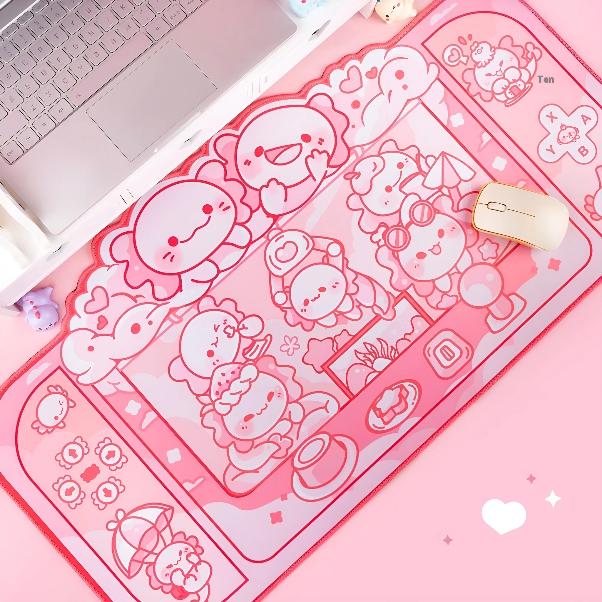 Hexagonal dragon crane machine large mouse pad measuring 75x40cm with cloth surface and cartoon anime pattern