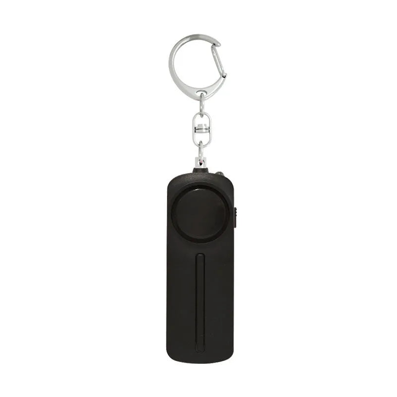 Pink personal safety alarm with keyring, showing compact 86mm size and activation button.