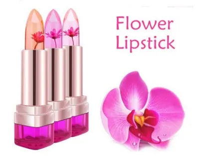 Temperature change lipstick in three colours grape juicy peach and lemon with soft texture and fresh flowers fragrance