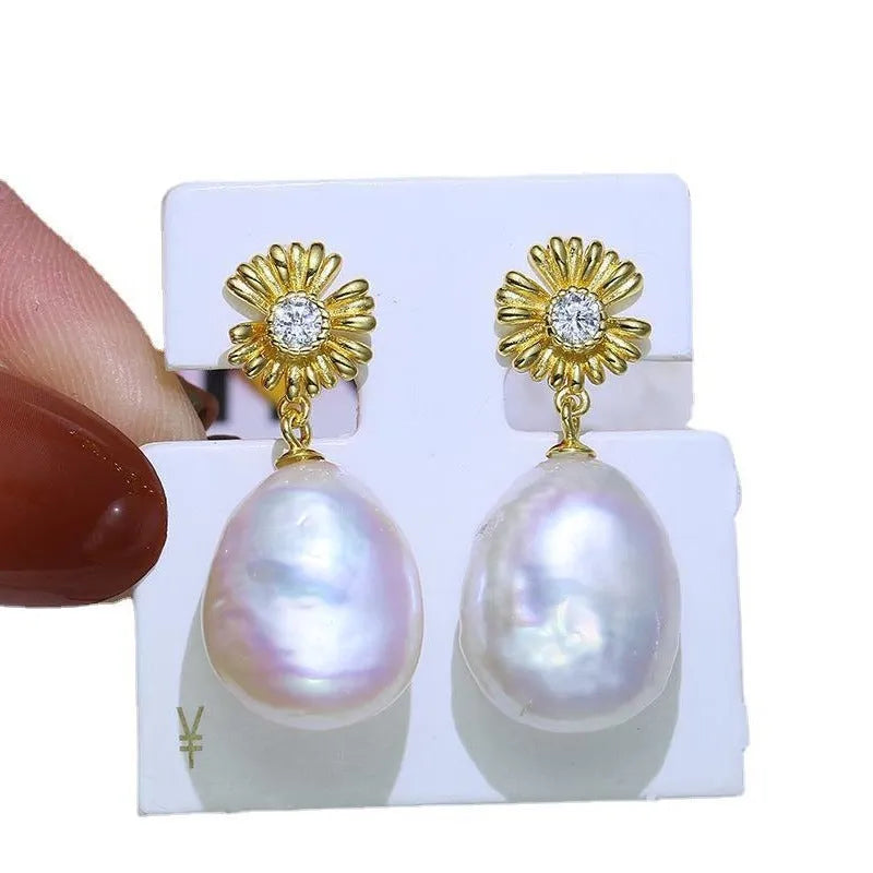 S925 sterling silver baroque flower earring frames for DIY jewellery making in gold and silver finishes