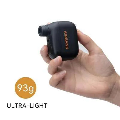 Black AS100 USB rechargeable mini electric pump for bicycle tyres with charging cable and waterproof bag