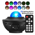 Black-parallel starry sky projection lamp with rotating water ripple laser effects and Bluetooth connectivity