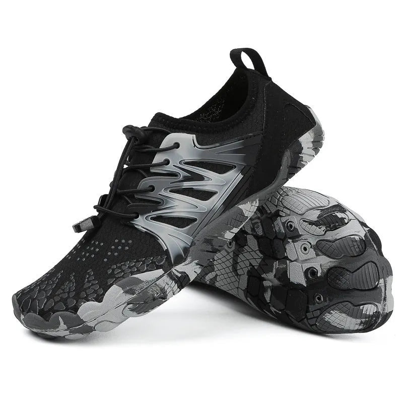 Quick-drying mesh beach shoes with rubber non-slip soles in multiple colour options