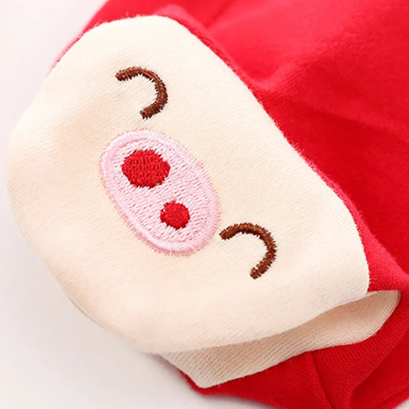 Cotton baby bodysuit with red deer print long sleeves in 59cm size