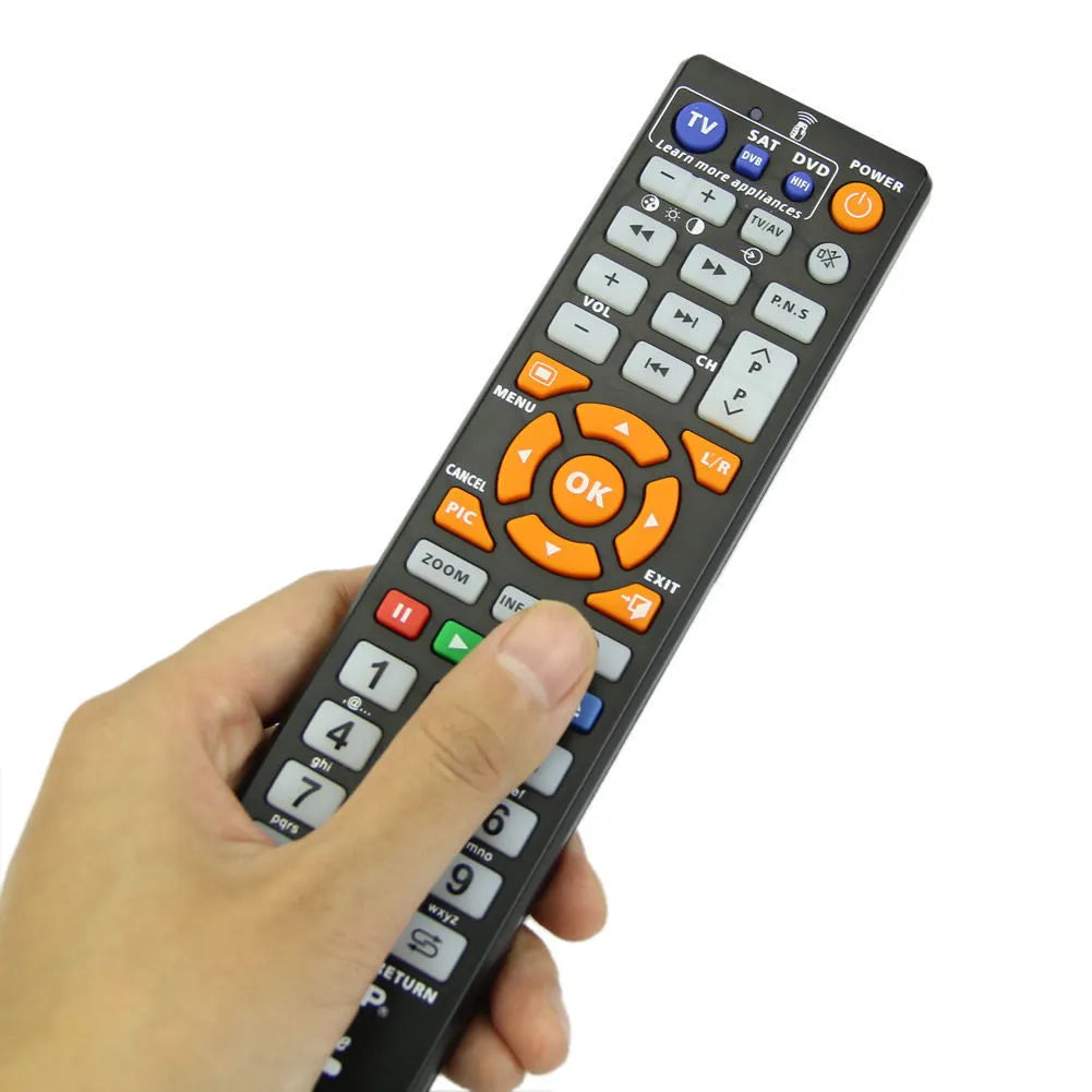 Black L336 universal learning remote control with full button layout