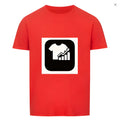 Red and white striped Japanese retro style T-shirt made from silk and linen fabric.