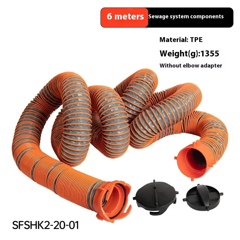 90 degree rotary elbow joint sewage hose assembly with 4.5 metre polypropylene drainage hose