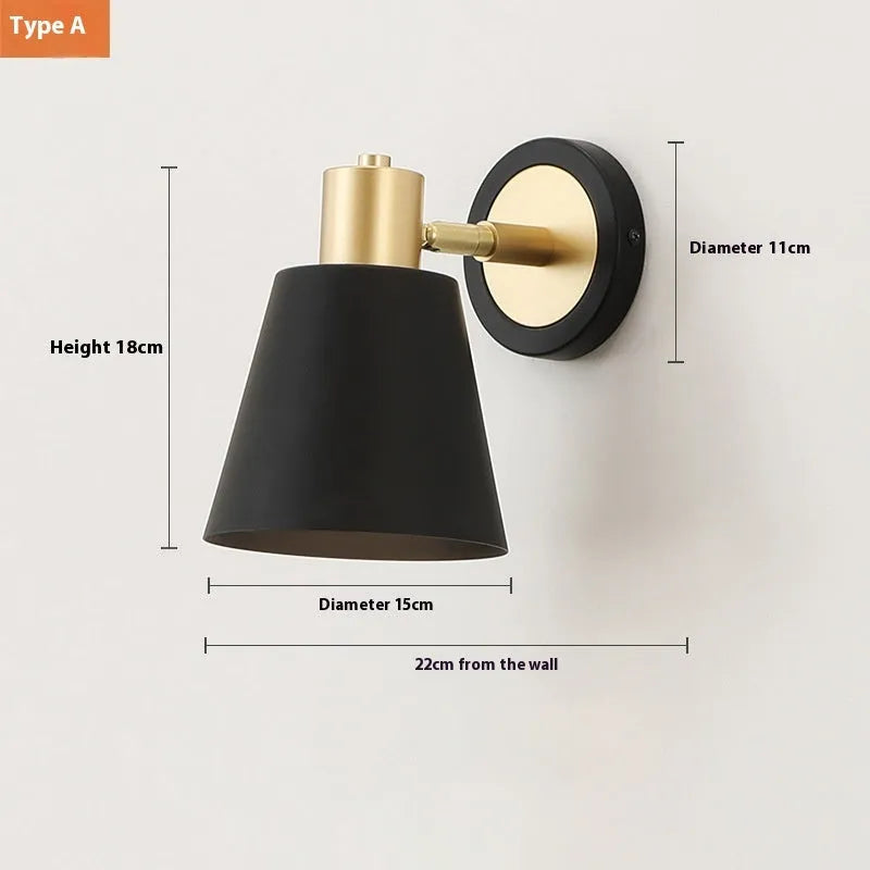 Nordic style iron wall lamp with clean design for bedside or living room installation