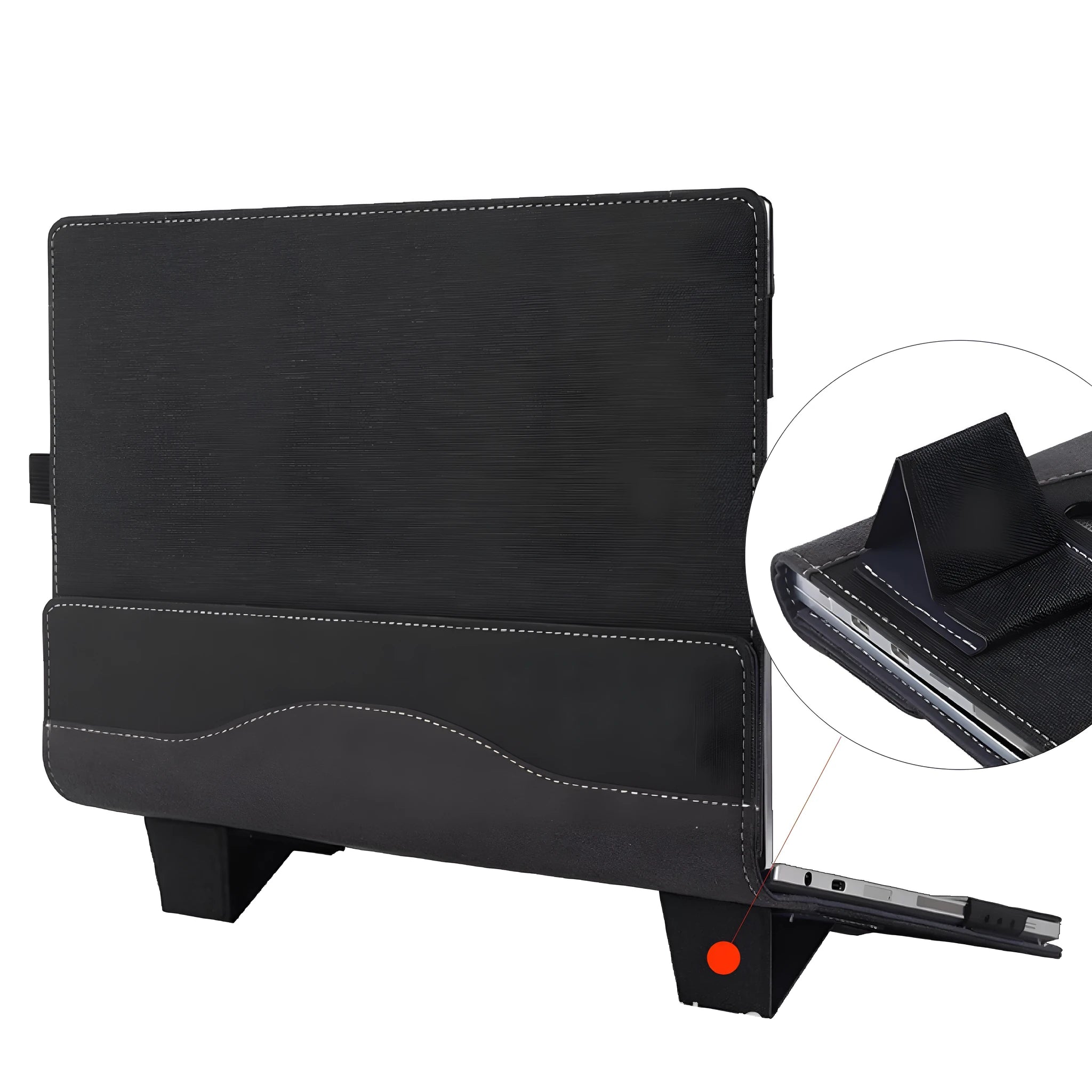 Black imitation leather protective sleeve for Microsoft Laptop6 with Chinese-style fabric decoration