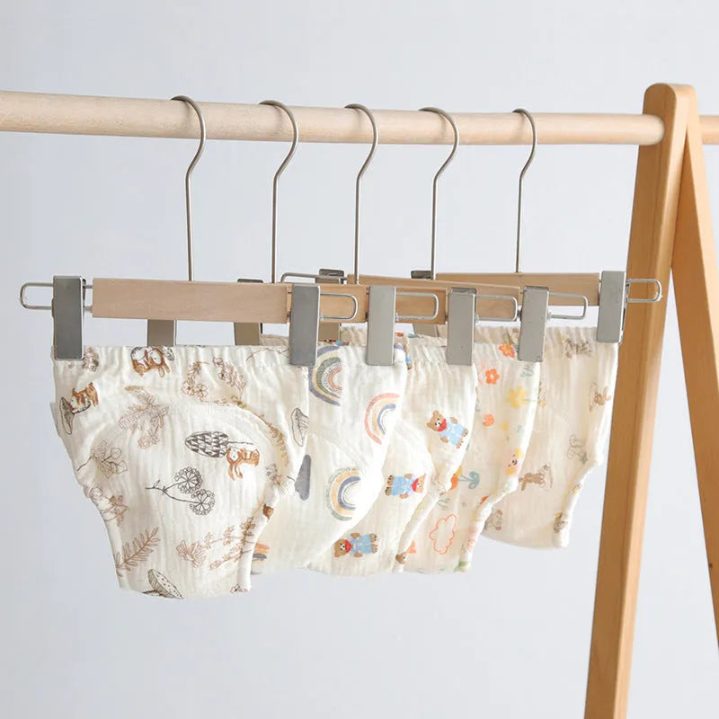 Cotton gauze baby urine training pants in Baby Bear pattern, ring design, pure diaper pants for toddlers