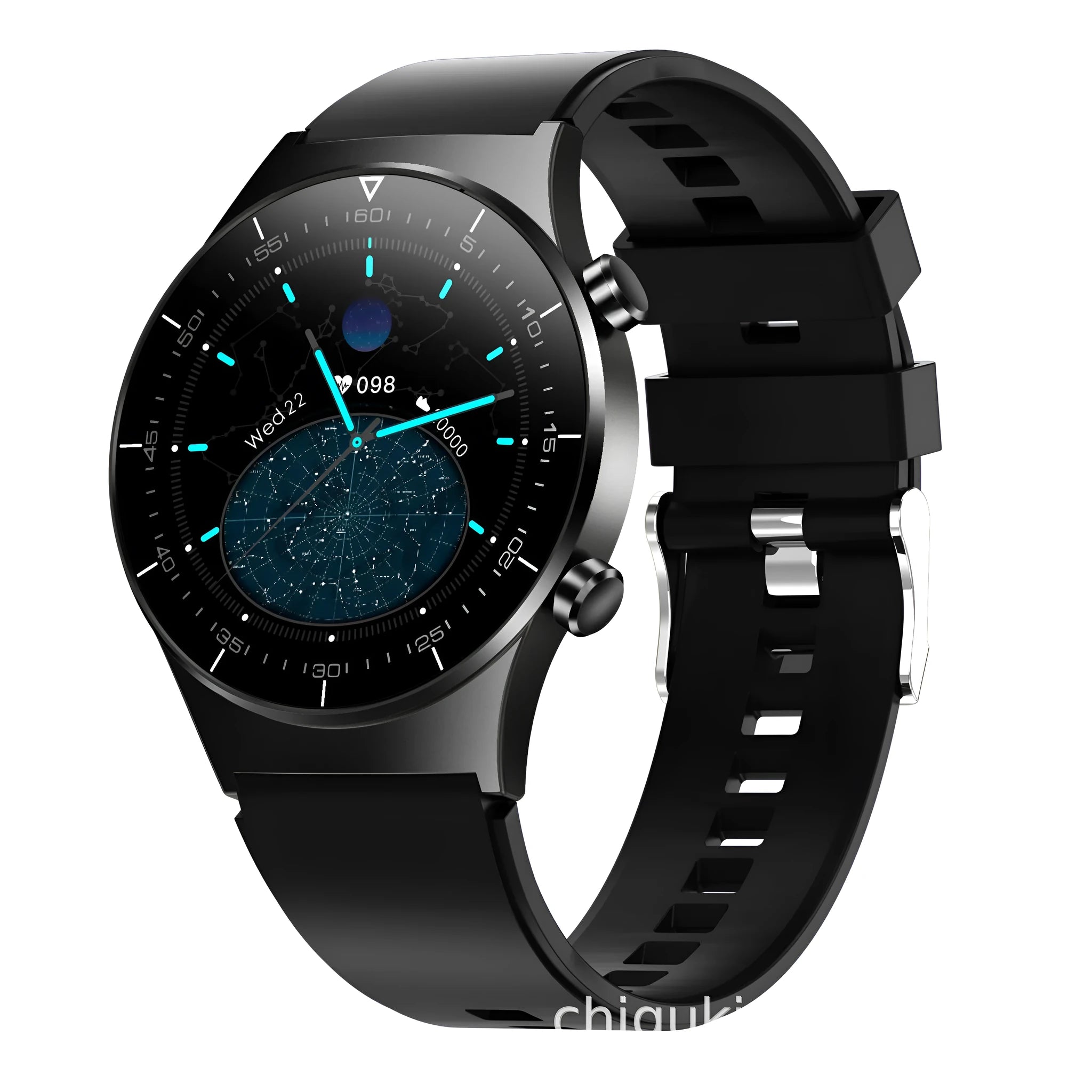 Black Astronaut brand smart watch with a 1.28-inch circular touch screen on a TPU wrist strap.