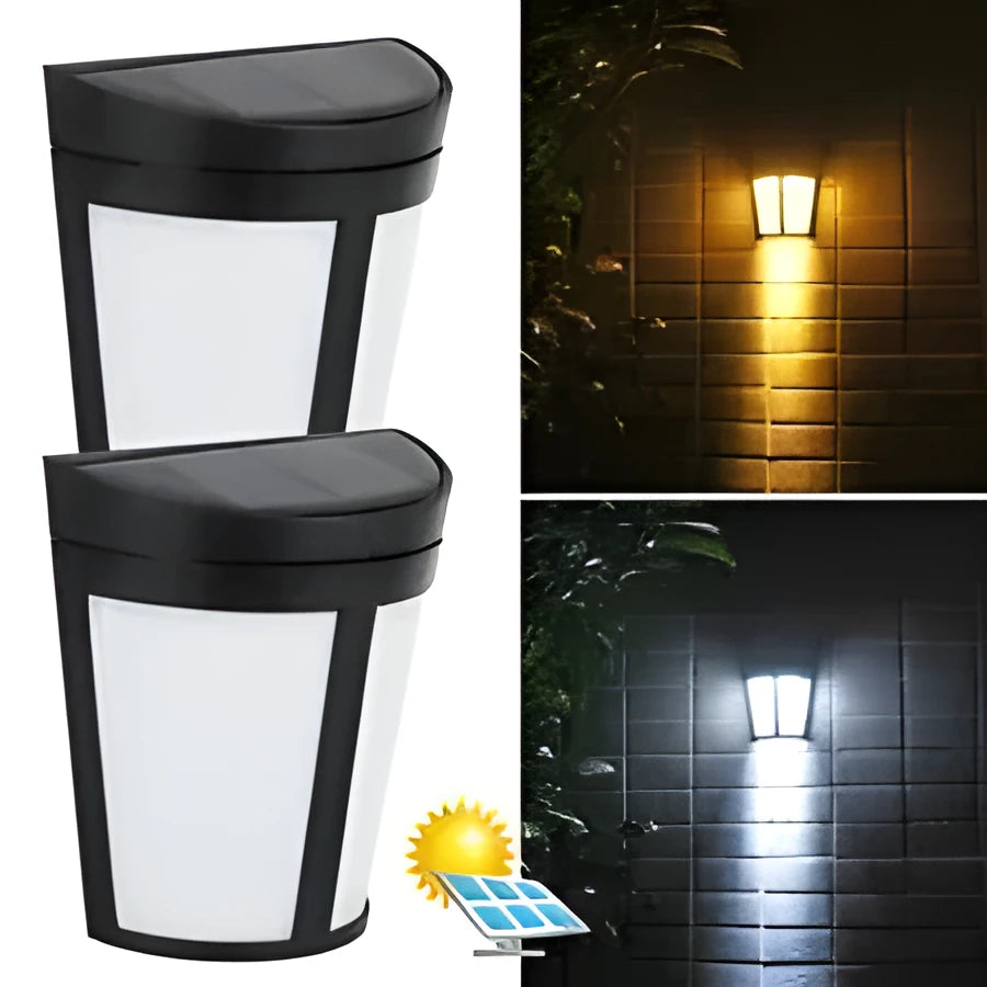 Solar wall lamp with 6 LED lights for outdoor garden lighting with IP65 waterproof rating