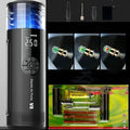 12V electric high-pressure car tyre air pump with long black cable and digital display.