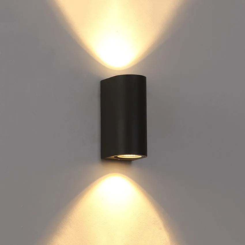Aluminum wall lamp with glass elements and LED light source in black finish