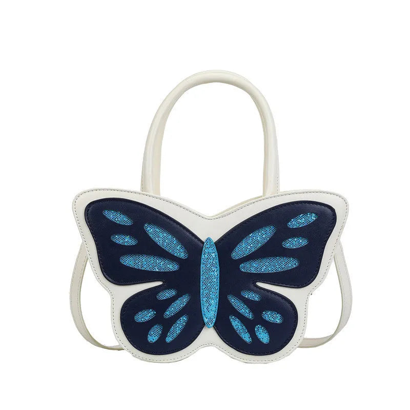 Women's square crossbody bag in PU with contrast trim showing black, blue, pink and white colour options