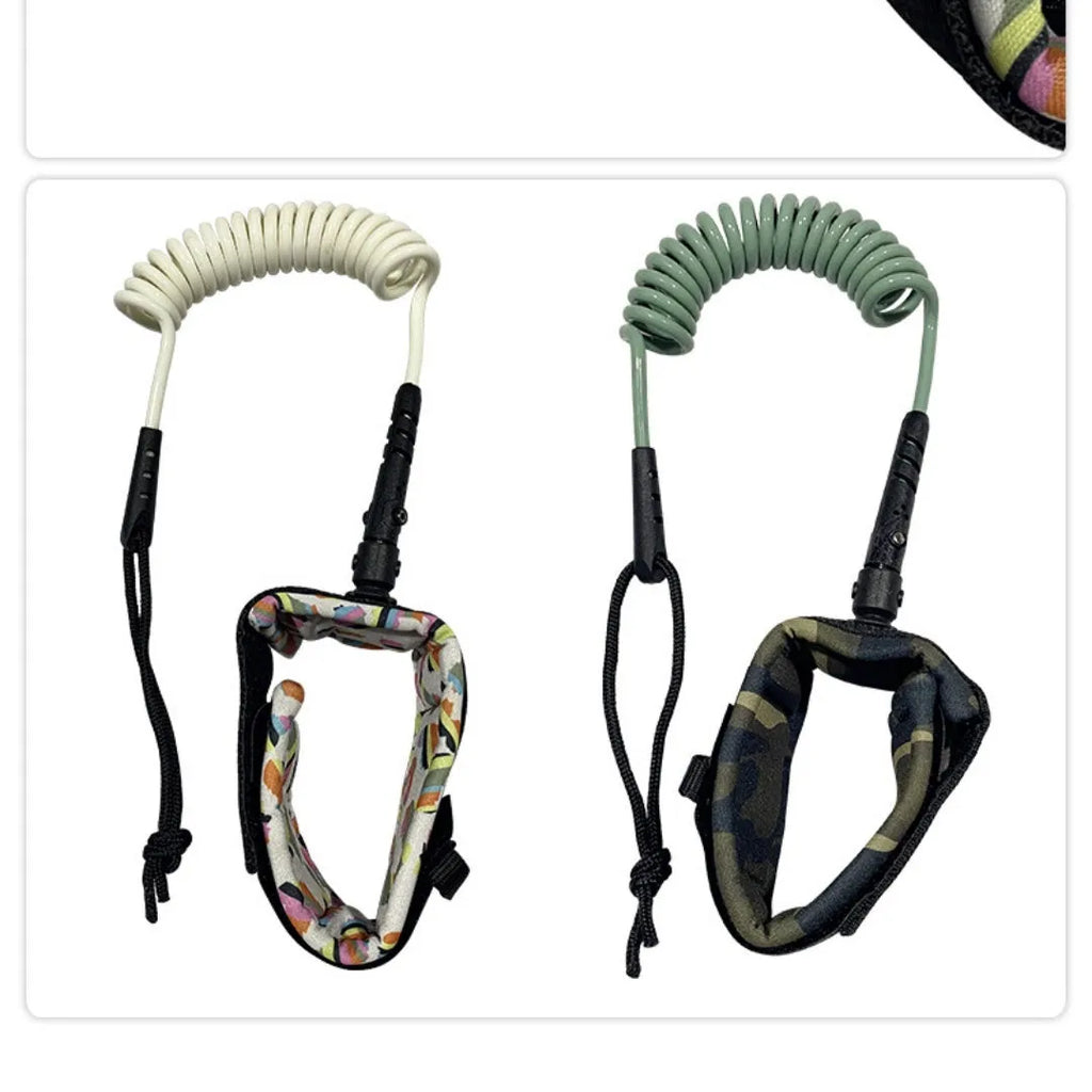 Surfboard hand holding rope showing high elasticity construction with 50kg tension strength