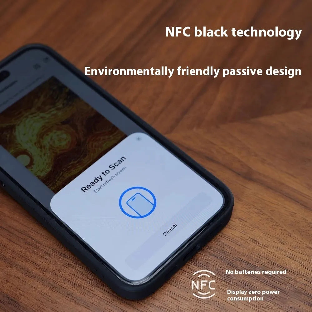 NFC projection screen four-colour E-ink bracket phone case for iPhone Pro models in graphite black with bracket shell