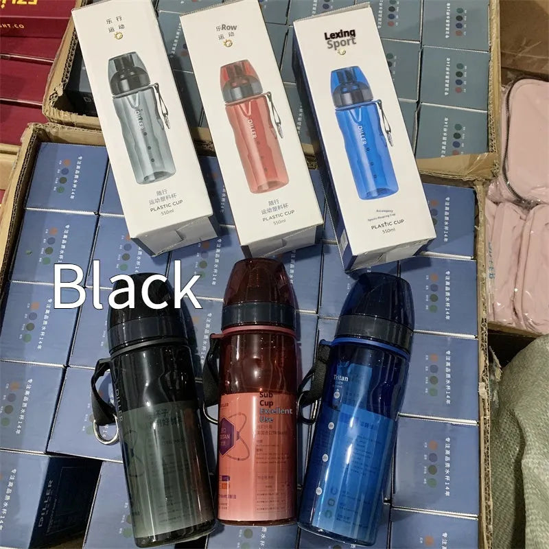 Chinese style blue portable sports water cup with a separate tea compartment