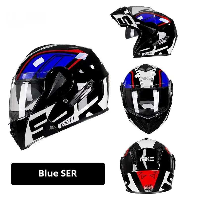 Men's and women's ABS full face motorcycle helmet in blue SER-285 colour