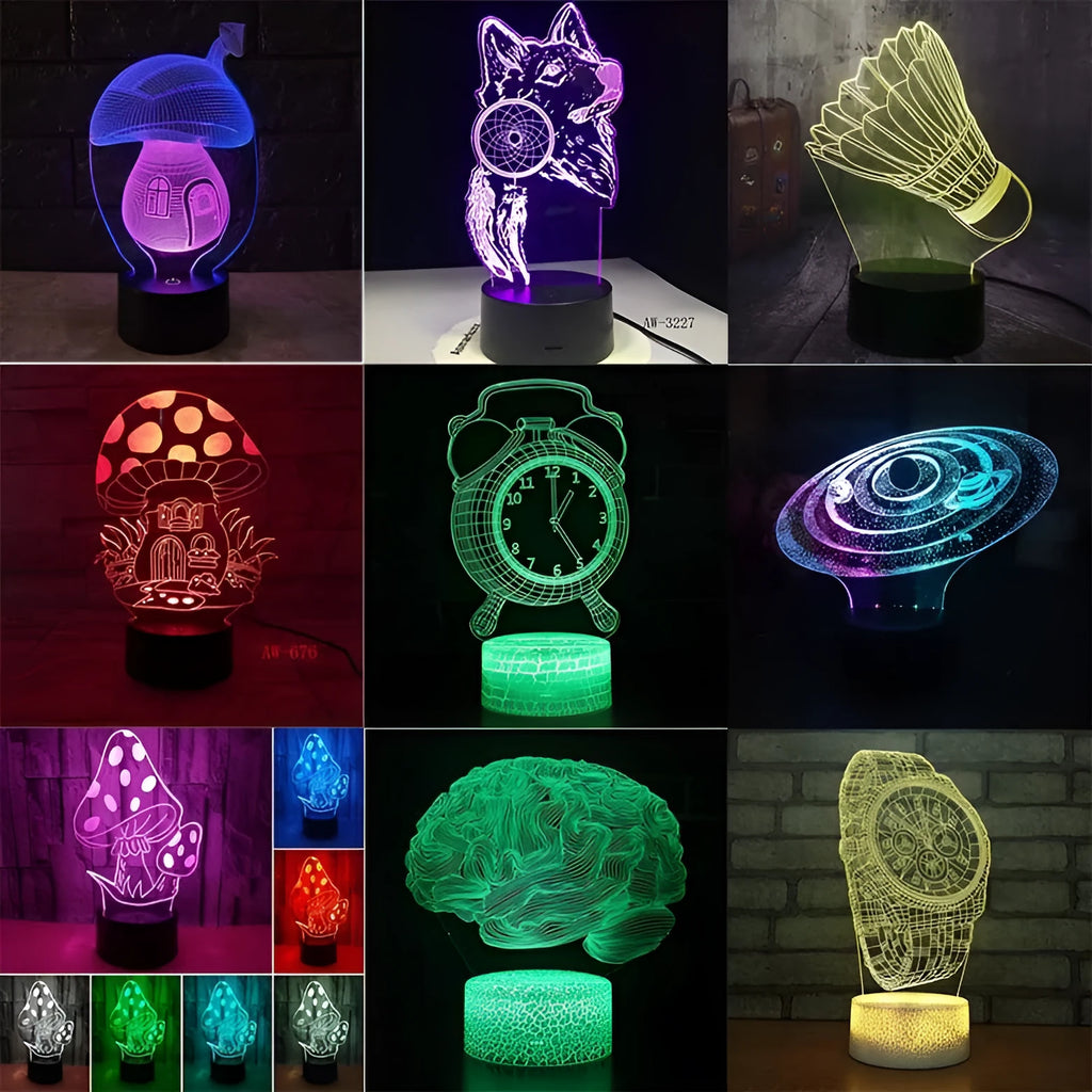 Colourful 3D LED desk lamp with remote control and touch operation for study rooms