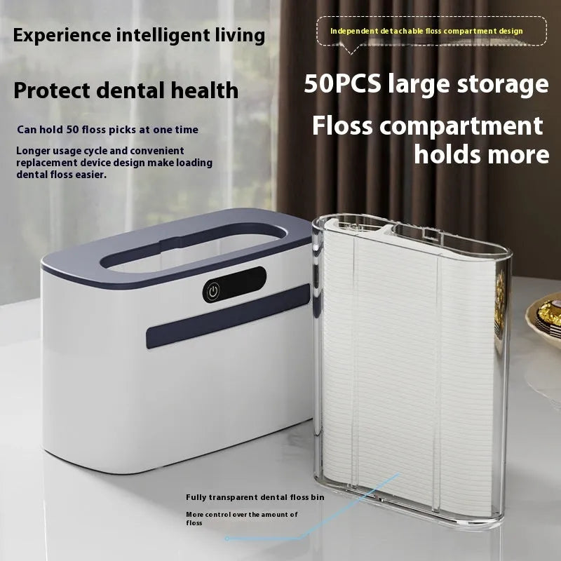 Intelligent induction automatic dental floss box in dark gray, light gray, or gold colour with rechargeable battery