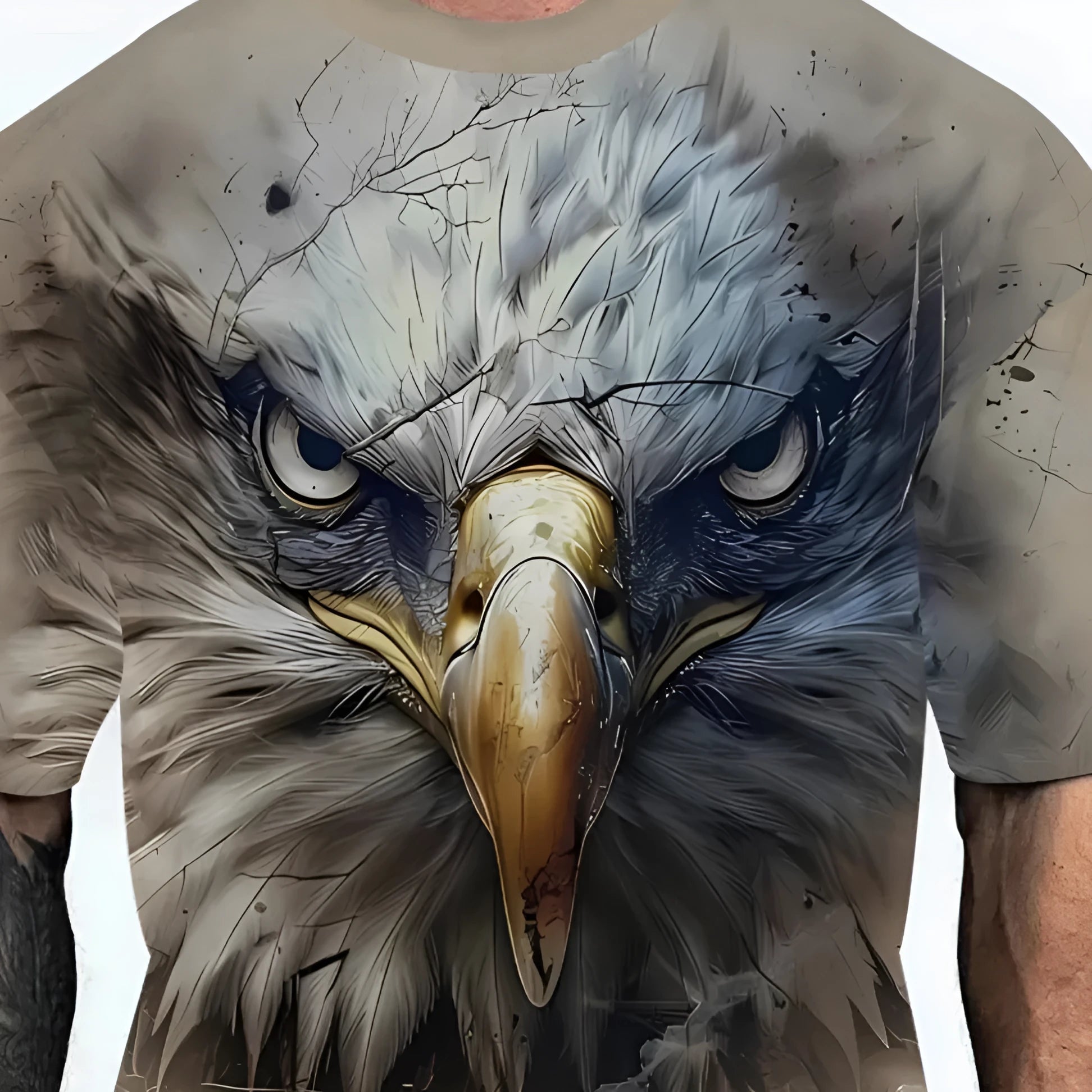 Loose fit men's casual T-shirt with short sleeves in thin fabric, showing printed design options.