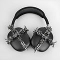 Gothic cross patterned resin cover for Apple AirPods Max headphones in silver colour