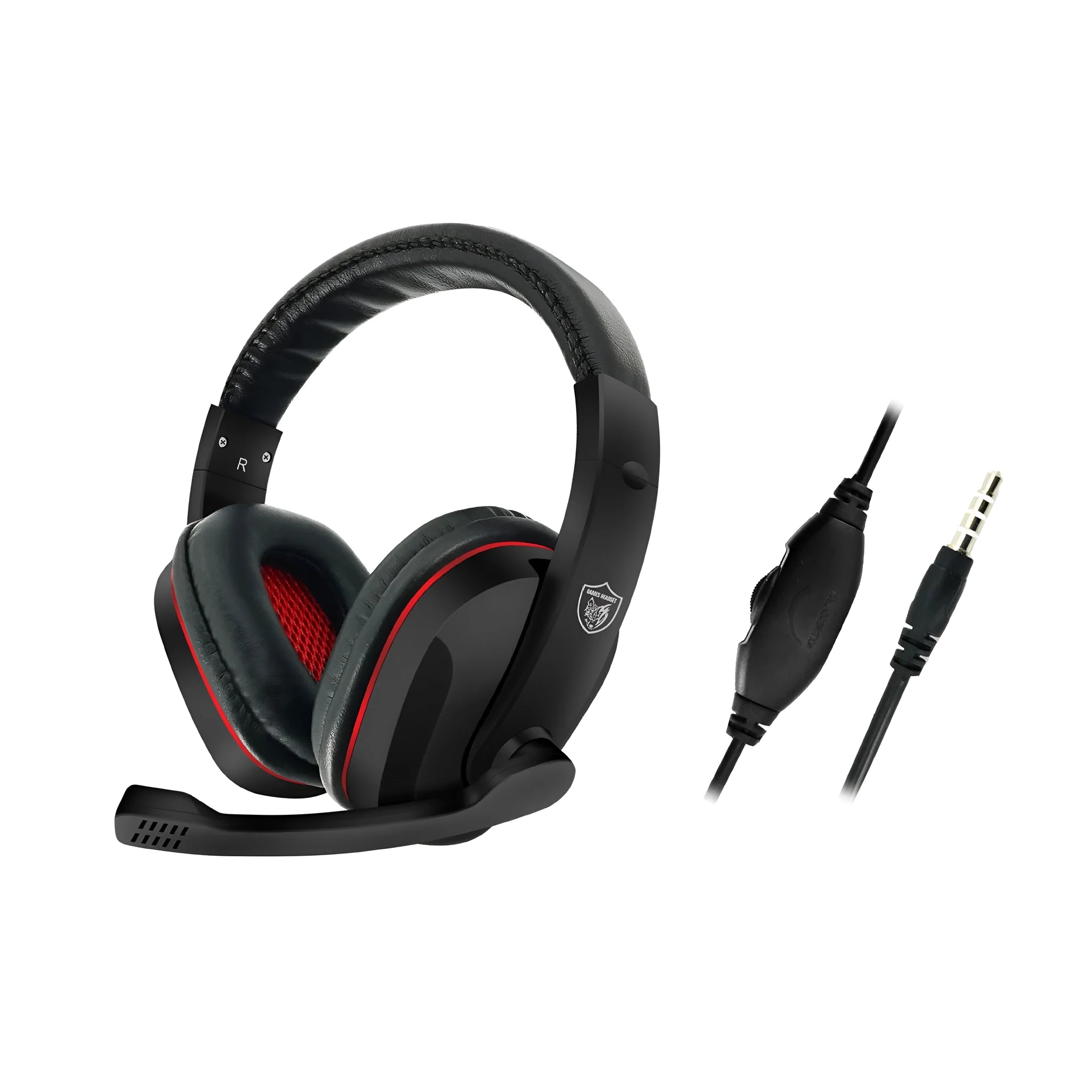 Black wired gaming computer headset with 40mm speakers and a 1.2m cable