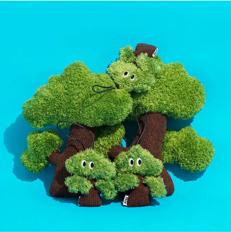 Pine tree-shaped cat mint toy bag pendant and a separate cat tease stick on a white background