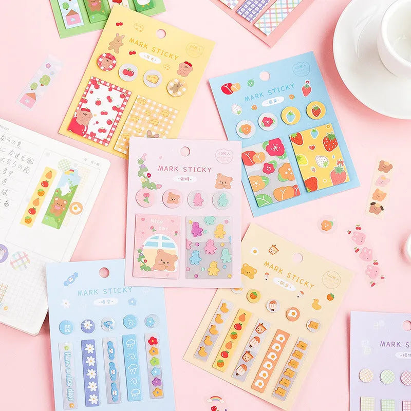 Sweet Notes PVC index stickers in various colours showing 15mm by 50mm size.