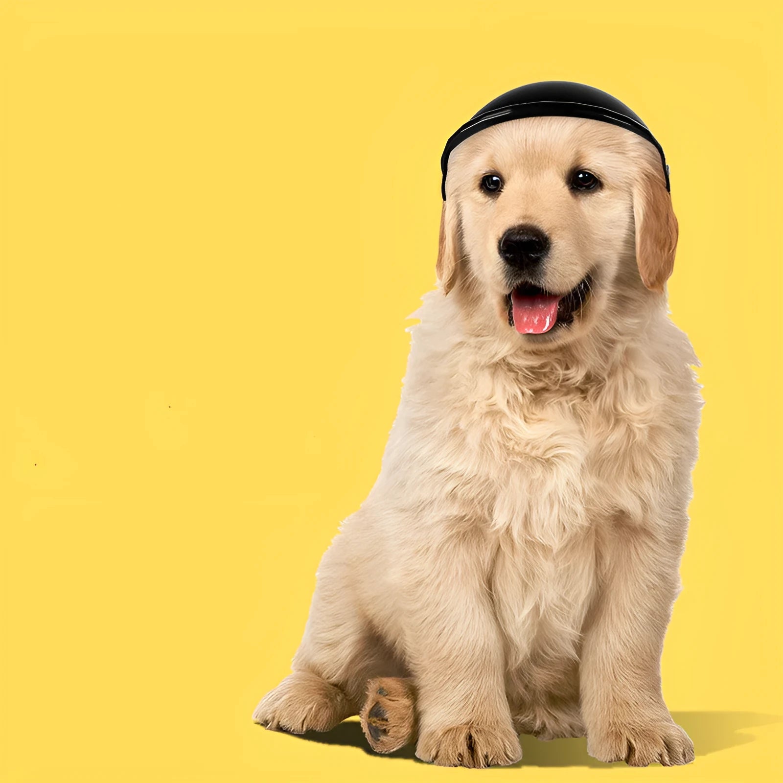 Small S size plastic pet helmet for dogs and cats in pink, black, yellow, or green.