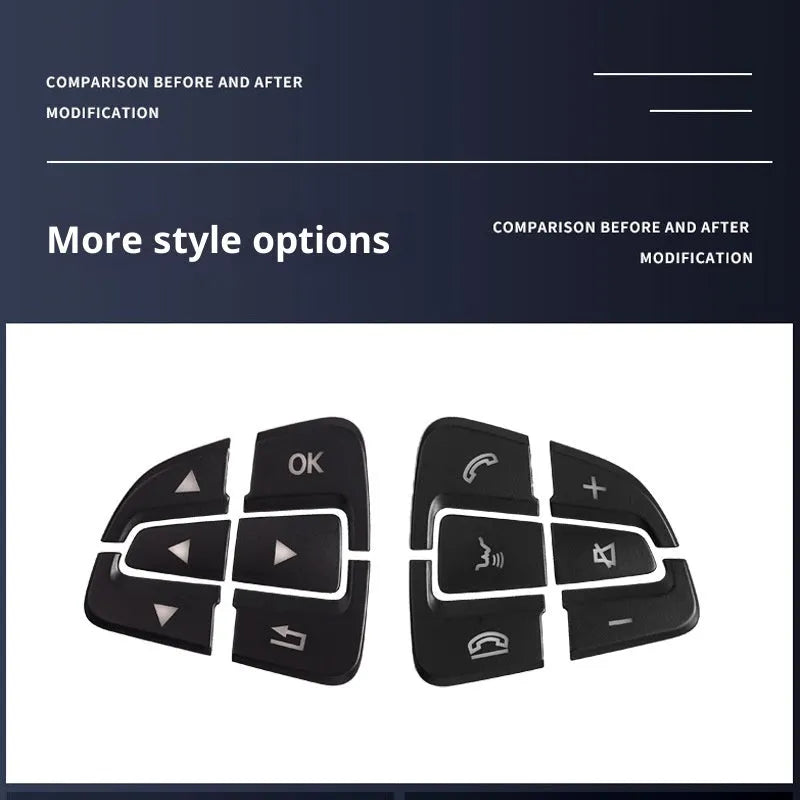 Set of ABS plastic steering wheel button stickers for Mercedes models
