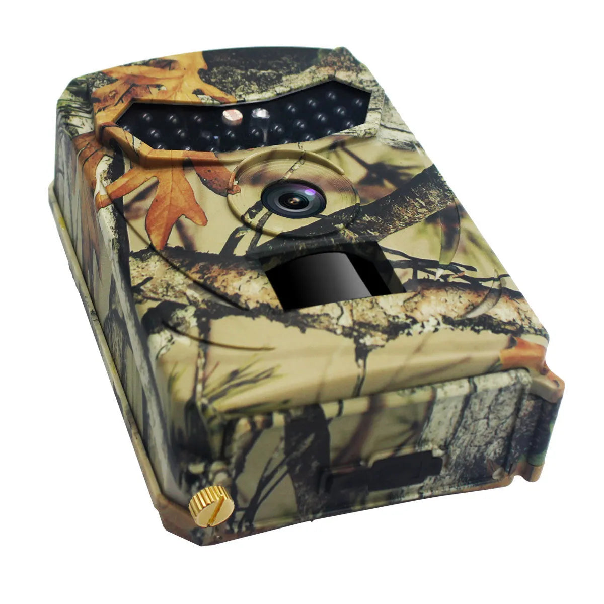 Yellow brown 16MP hunting game camera with infrared night vision for outdoor wildlife monitoring