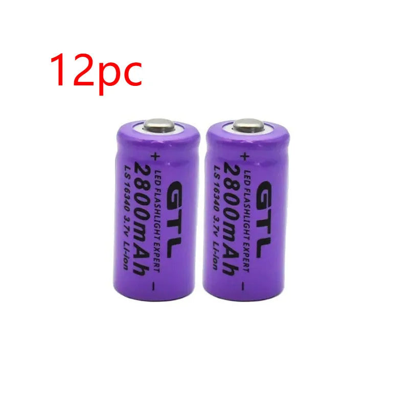 16340 lithium battery 3.7V 1000mAh for laser aiming instruments and CR123A torches with charger