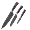 Chef knife with Damascus steel blade, color steel handle, 30cm length for kitchen use