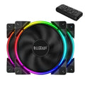 Three black 12cm RGB PC chassis fans with hydraulic bearings