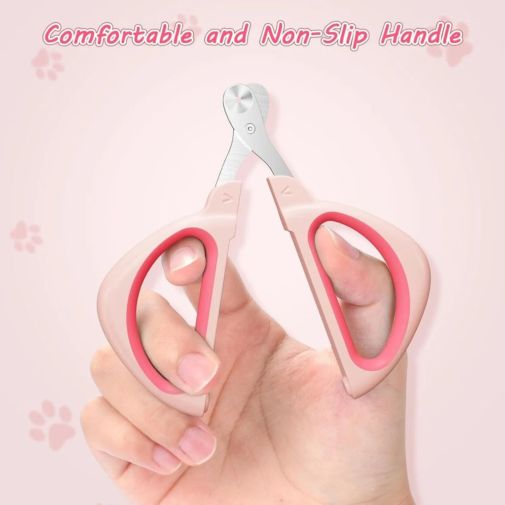 Blue cat nail clipper with a round safety positioning hole and a non-slip ergonomic handle.