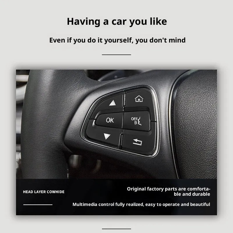 Set of ABS plastic steering wheel button stickers for Mercedes models
