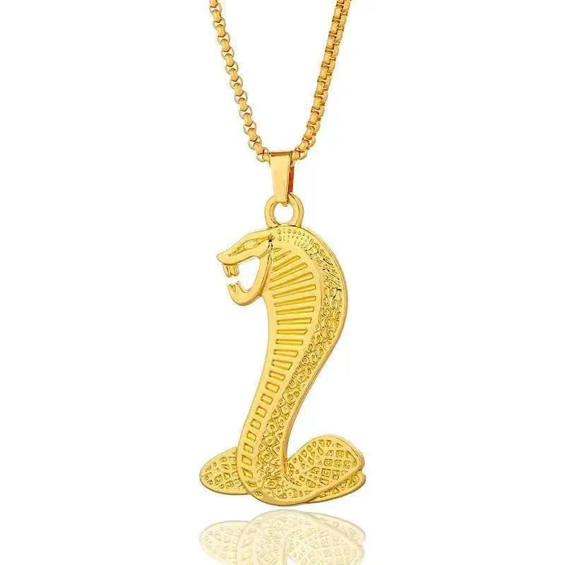 Geometric gold-tone women's necklace with inlaid zircon stones on a model.