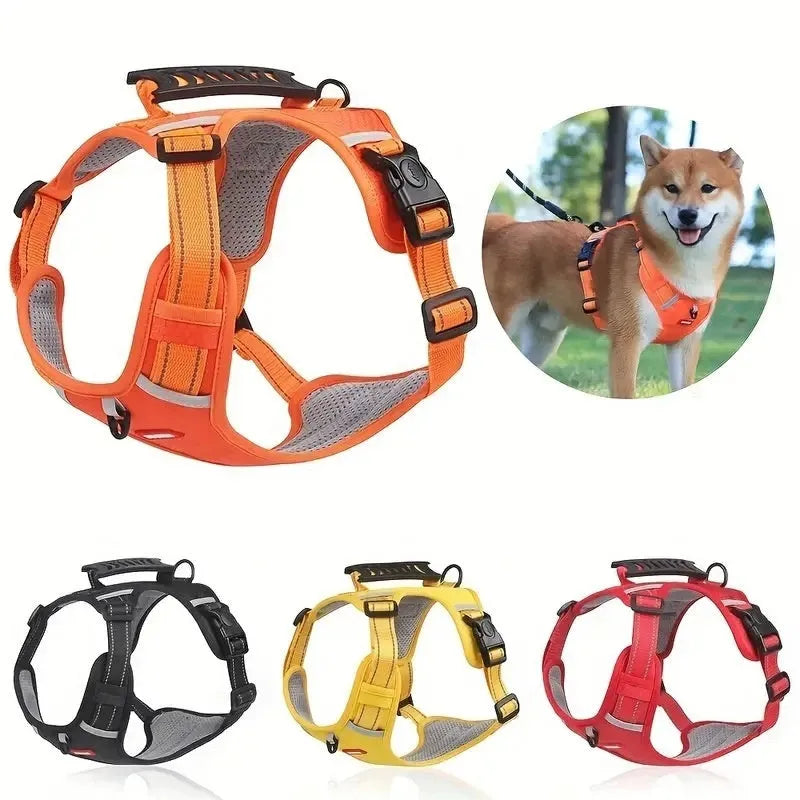 Polyester dog chest harness traction rope in multiple colours for sizes XS to XL