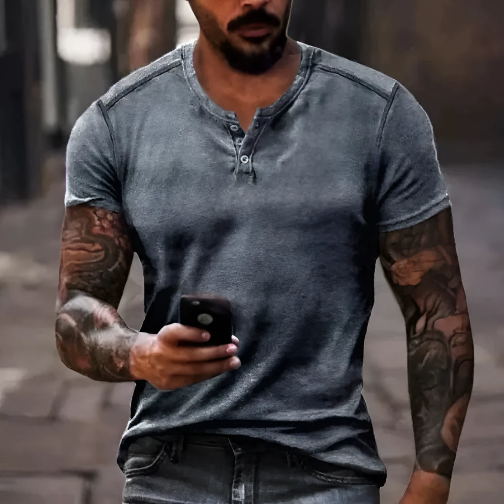 Men's short sleeve polo shirt in bird eye cloth with lapel button design for summer sports wear
