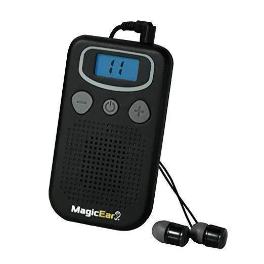 Handheld digital display hearing aid booster in brilliant colour with personal voice enhancement.