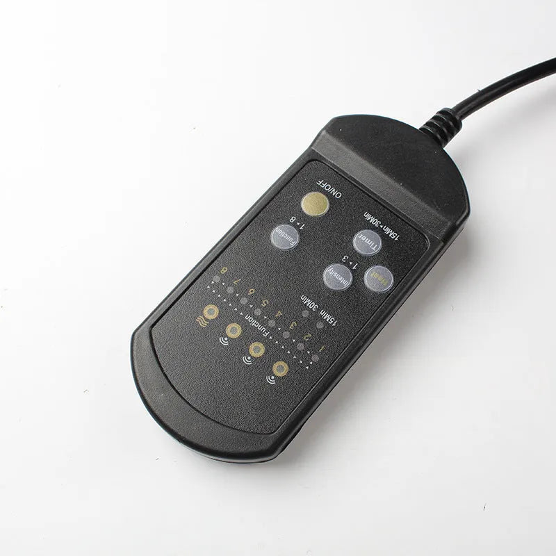 Black heating massage mat with infrared physiotherapy and variable speed controls