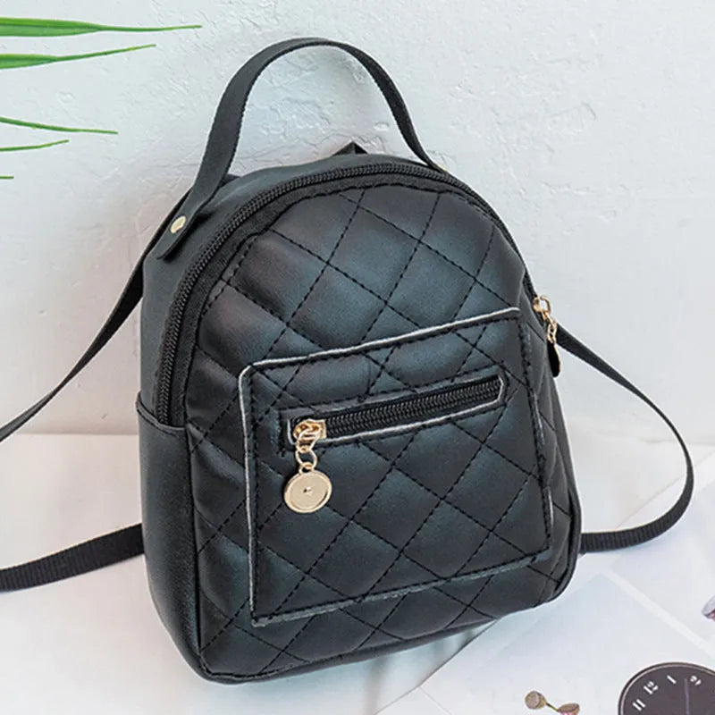 Korean style embroidered girls backpack in square shape with soft carry handle