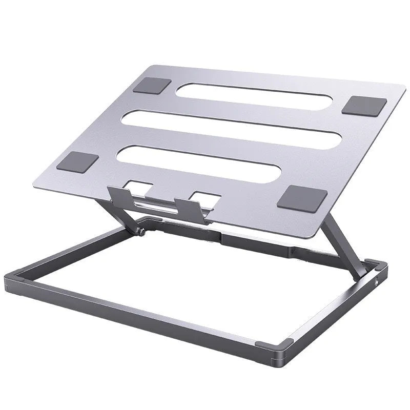 Aluminium alloy folding notebook cooling rack showing folded and unfolded positions